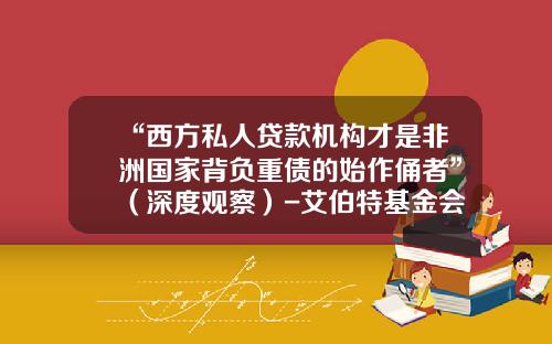 “西方私人贷款机构才是非洲国家背负重债的始作俑者”（深度观察）-艾伯特基金会