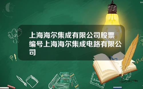 上海海尔集成有限公司股票编号上海海尔集成电路有限公司