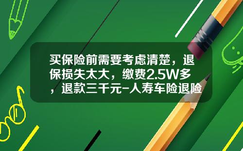 买保险前需要考虑清楚，退保损失太大，缴费2.5W多，退款三千元-人寿车险退险赔多少【新闻】.
