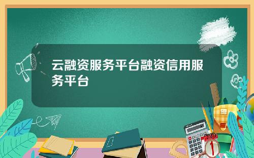 云融资服务平台融资信用服务平台