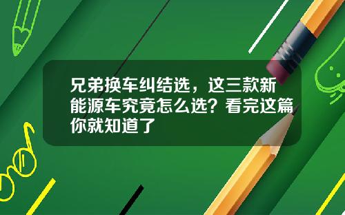 兄弟换车纠结选，这三款新能源车究竟怎么选？看完这篇你就知道了