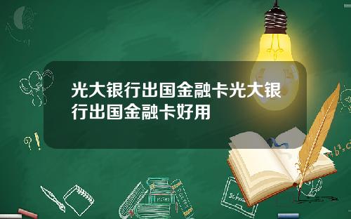 光大银行出国金融卡光大银行出国金融卡好用
