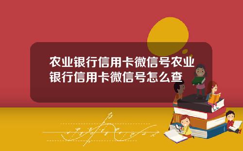 农业银行信用卡微信号农业银行信用卡微信号怎么查