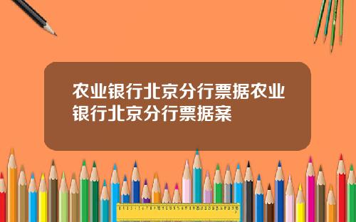 农业银行北京分行票据农业银行北京分行票据案