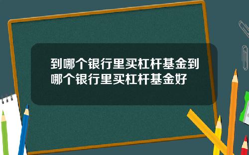 到哪个银行里买杠杆基金到哪个银行里买杠杆基金好