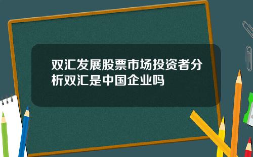 双汇发展股票市场投资者分析双汇是中国企业吗