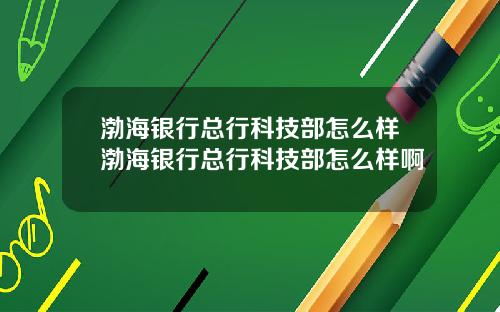 渤海银行总行科技部怎么样渤海银行总行科技部怎么样啊