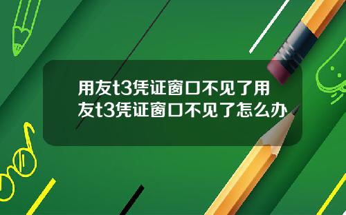 用友t3凭证窗口不见了用友t3凭证窗口不见了怎么办