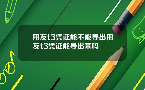 用友t3凭证能不能导出用友t3凭证能导出来吗