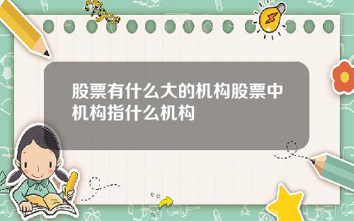 股票有什么大的机构股票中机构指什么机构