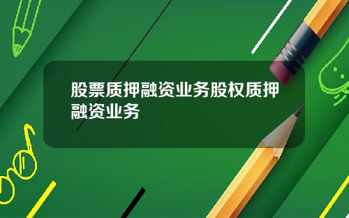 股票质押融资业务股权质押融资业务