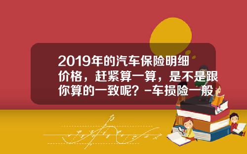 2019年的汽车保险明细价格，赶紧算一算，是不是跟你算的一致呢？-车损险一般多少钱