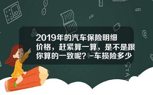 2019年的汽车保险明细价格，赶紧算一算，是不是跟你算的一致呢？-车损险多少钱
