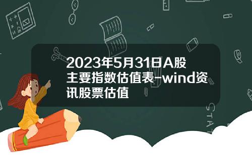 2023年5月31日A股主要指数估值表-wind资讯股票估值