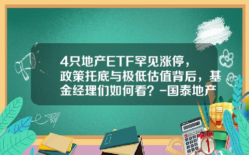 4只地产ETF罕见涨停，政策托底与极低估值背后，基金经理们如何看？-国泰地产基金