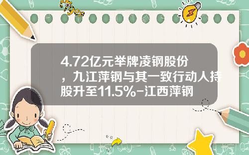 4.72亿元举牌凌钢股份，九江萍钢与其一致行动人持股升至11.5%-江西萍钢实业有限公司