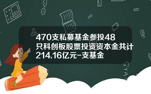 470支私募基金参投48只科创板股票投资资本金共计214.16亿元-支基金