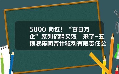 5000+岗位！“百日万企”系列招聘又双叒来了-五粮液集团普什驱动有限责任公司