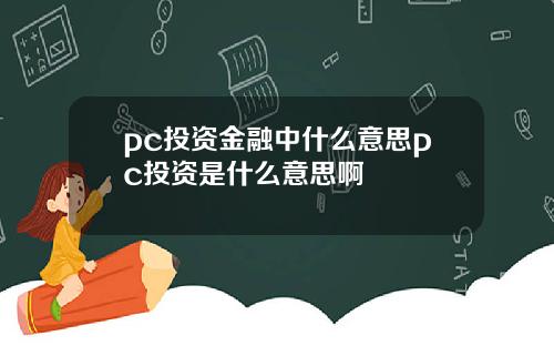 pc投资金融中什么意思pc投资是什么意思啊
