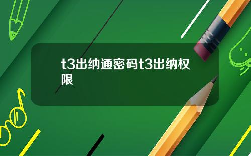 t3出纳通密码t3出纳权限