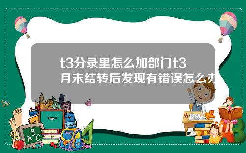 t3分录里怎么加部门t3月末结转后发现有错误怎么办