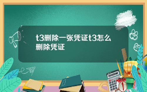 t3删除一张凭证t3怎么删除凭证