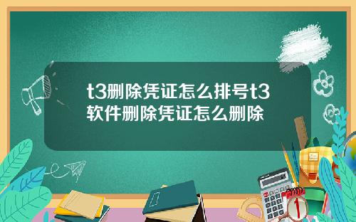 t3删除凭证怎么排号t3软件删除凭证怎么删除