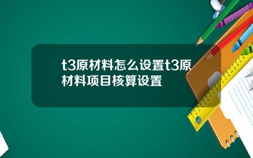t3原材料怎么设置t3原材料项目核算设置