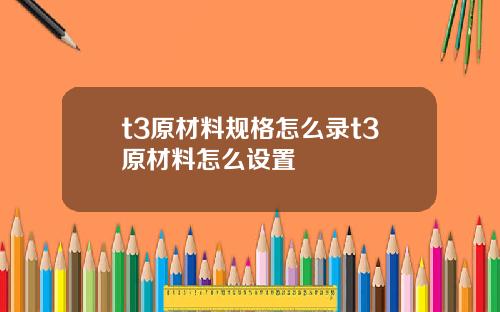 t3原材料规格怎么录t3原材料怎么设置
