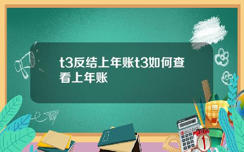 t3反结上年账t3如何查看上年账