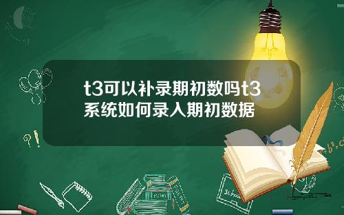 t3可以补录期初数吗t3系统如何录入期初数据