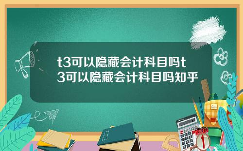 t3可以隐藏会计科目吗t3可以隐藏会计科目吗知乎