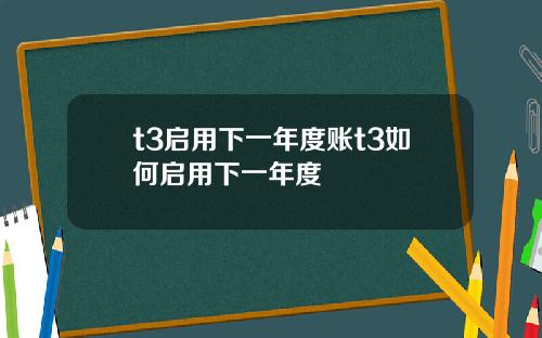 t3启用下一年度账t3如何启用下一年度
