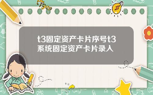 t3固定资产卡片序号t3系统固定资产卡片录入