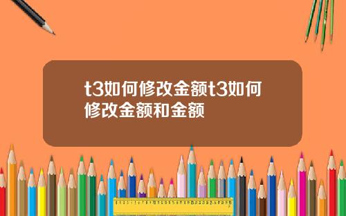 t3如何修改金额t3如何修改金额和金额