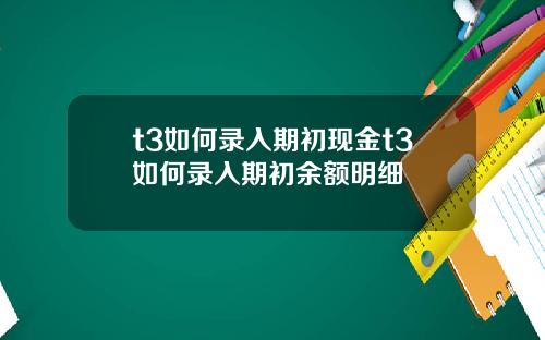 t3如何录入期初现金t3如何录入期初余额明细