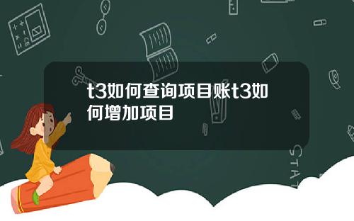t3如何查询项目账t3如何增加项目
