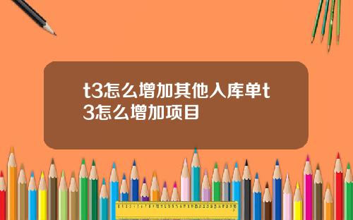 t3怎么增加其他入库单t3怎么增加项目