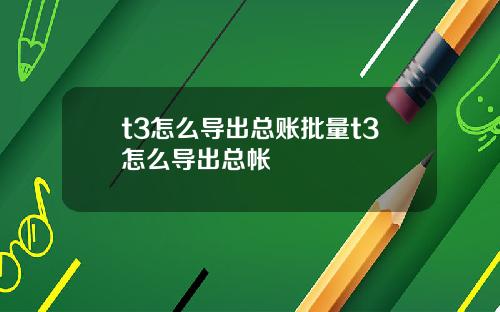 t3怎么导出总账批量t3怎么导出总帐