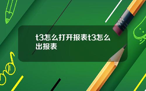 t3怎么打开报表t3怎么出报表