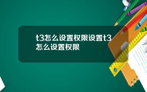 t3怎么设置权限设置t3怎么设置权限