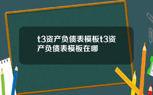 t3资产负债表模板t3资产负债表模板在哪