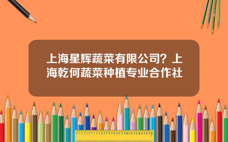 上海星辉蔬菜有限公司？上海乾何蔬菜种植专业合作社