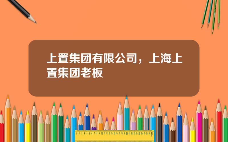上置集团有限公司，上海上置集团老板