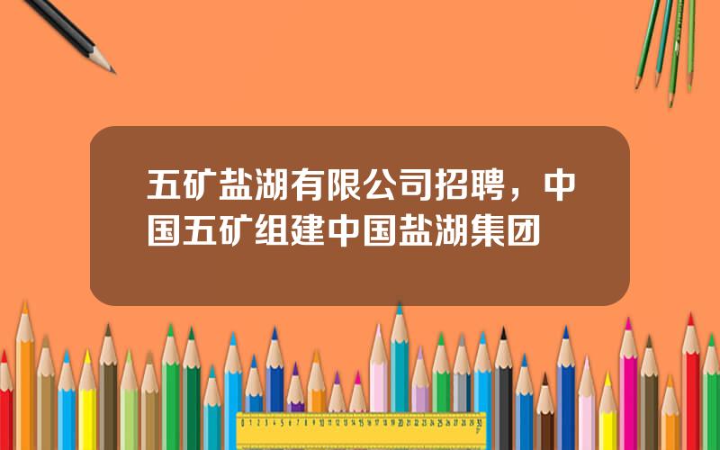 五矿盐湖有限公司招聘，中国五矿组建中国盐湖集团