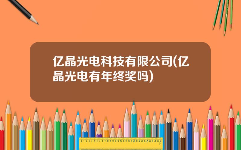 亿晶光电科技有限公司(亿晶光电有年终奖吗)