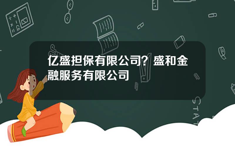 亿盛担保有限公司？盛和金融服务有限公司