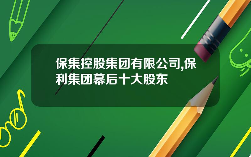 保集控股集团有限公司,保利集团幕后十大股东