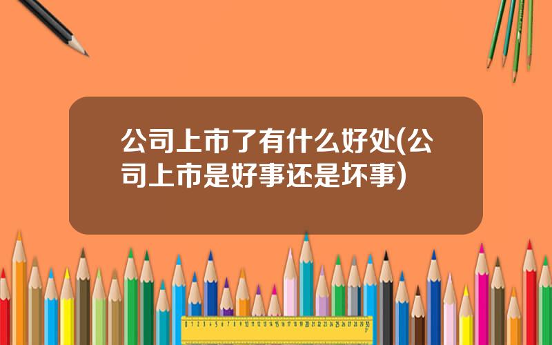 公司上市了有什么好处(公司上市是好事还是坏事)