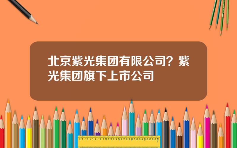 北京紫光集团有限公司？紫光集团旗下上市公司